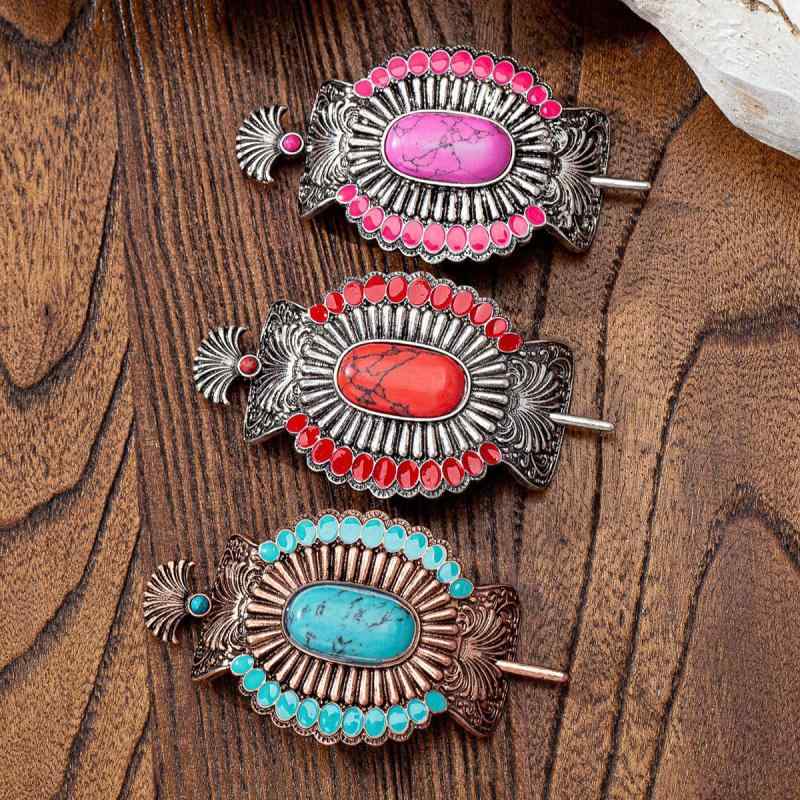 レディース ヘアクリップ レトロ ストーン 装飾 女性用 発飾 アクセサリー ヘアピン かわいい デザイン ヘアアクセ