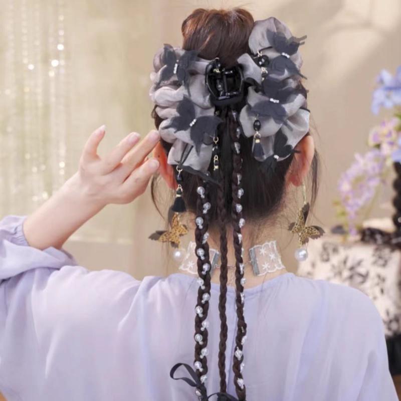 レディース ヘアアクセサリー 中国風 後頭部用 ボリュームアップ クリップ ハーフアップ 髪留め デザイン スタイリッシュ 日常使い 簡単アレンジ