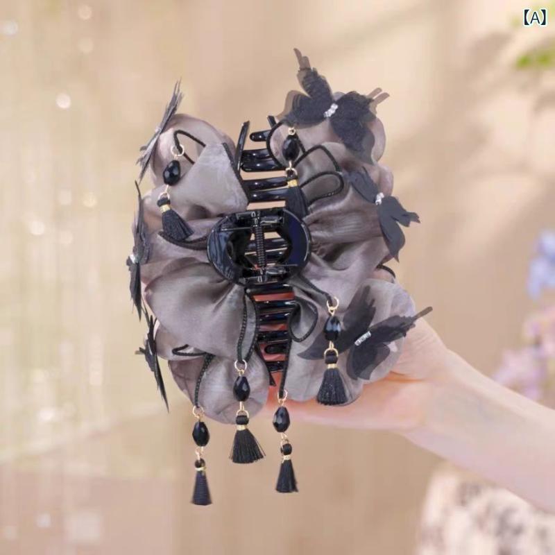 レディース ヘアアクセサリー 中国風 後頭部用 ボリュームアップ クリップ ハーフアップ 髪留め デザイン スタイリッシュ 日常使い 簡単アレンジ