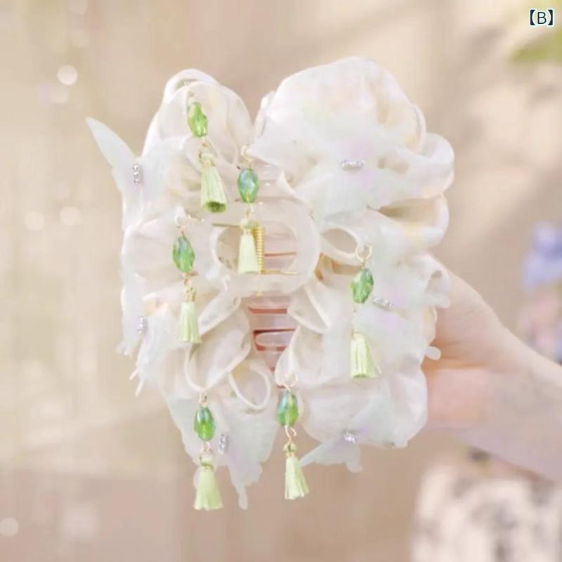 レディース ヘアアクセサリー 中国風 後頭部用 ボリュームアップ クリップ ハーフアップ 髪留め デザイン スタイリッシュ 日常使い 簡単アレンジ