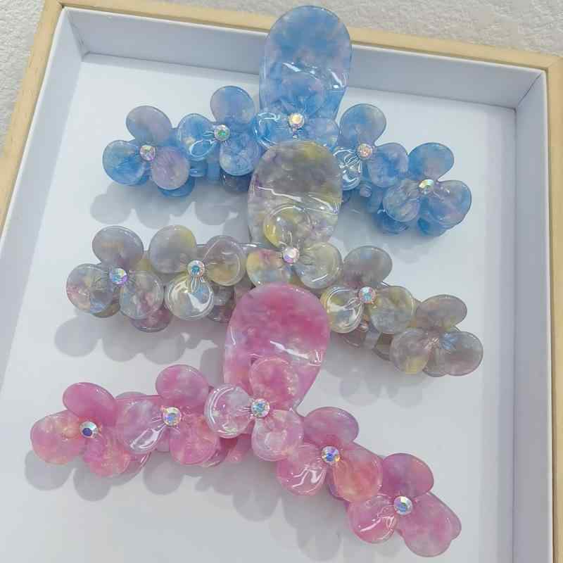 ・素材: アセテート・加工: 手作り・分類: つかみクリップ・色: ピンク, ブルー, パープル, イエロー・流行要素: フラワー・スタイル: 韓国風・スタイル分類: 清新スイート・カテゴリ: ヘッドアクセサリー・対象: 女性用・流行要素分類: 植物花卉