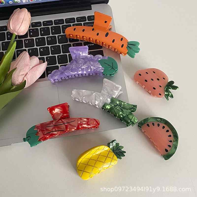 ・素材: アセテート・性別: 女性・製作方法: 手作り・種類: つかみクリップ・カラー: チリ, ブドウ, ニンジン, ネギ, パイナップル, スイカ, レモン・スタイル: INS風, 個性風潮・モチーフ: 果物食品