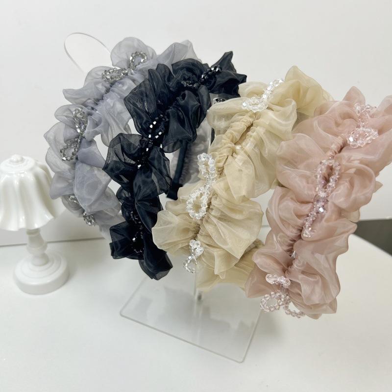 ヘアバンド レディース 韓国風 洗顔用 網レース 高頭頂 高級感 スタイリッシュ ファッション 頭飾