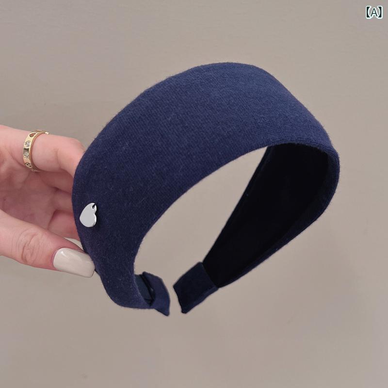 ヘアバンド レディース 幅広 高級感 外出用 万能 小さな金マーク 頭頂高め 髪押さえ ヘアアクセサリー ヘアクリップ