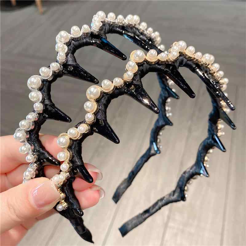 洗顔ヘッドバンド レディース パール付き 歯付き 髪締め付けない 高頭頂 ボリュームアップ スタイリング 日常使い 快適 軽量 柔軟素材 ヘアアクセサリー 女性向け 洗顔時 便利 ノーダメージ 保護 固定 デザイン