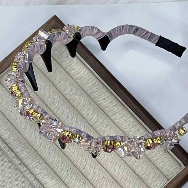 ヘアアクセサリー レディース クリスタル 歯付き 高級感 フルジルコニア シンプル 上品 レトロ 合わせやすい スリム ヘアバンド ヘアク..