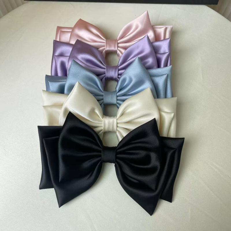 ・素材: サテン・色: スカイブルー,ベージュ,ブラック,オフホワイト,パープル・種類: スプリングクリップ・デザイン: 蝶結び・スタイル: OL・スタイル分類: 通勤・カテゴリ: ヘアアクセサリー・対象: 女性用・要素分類: 形状・パターン