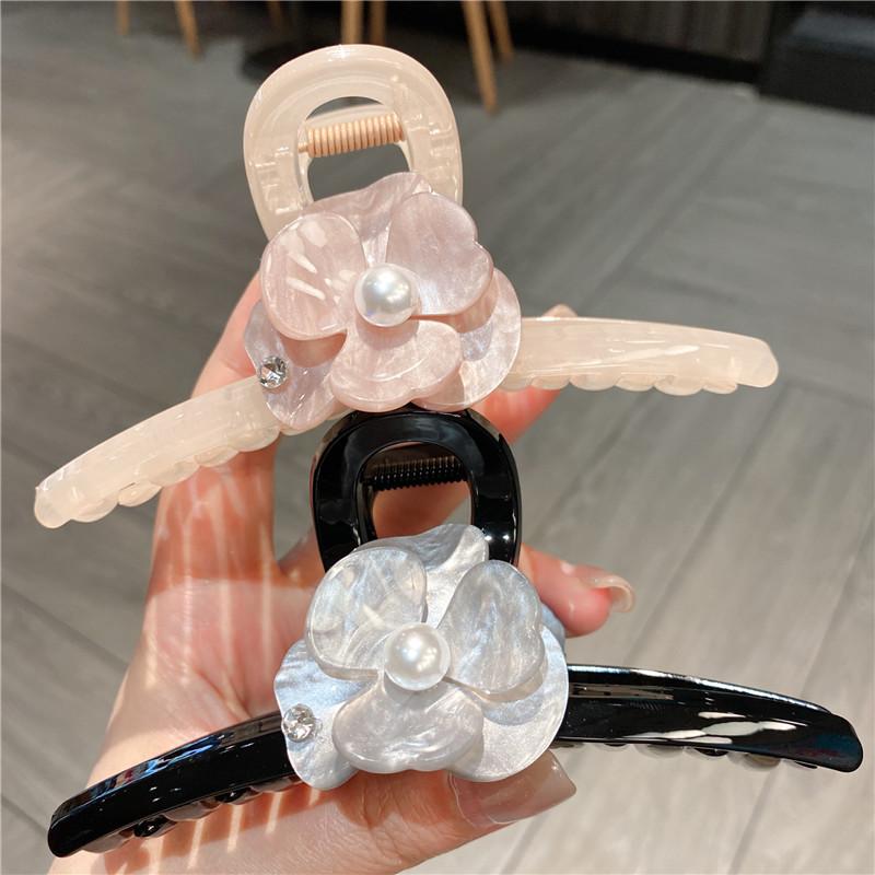 花柄ヘアクリップ レディース かわいい 上品 春夏 アップヘア 後頭部用 インスタ風 大型 気質 甜美 优雅 鲨魚夾 発抓夾