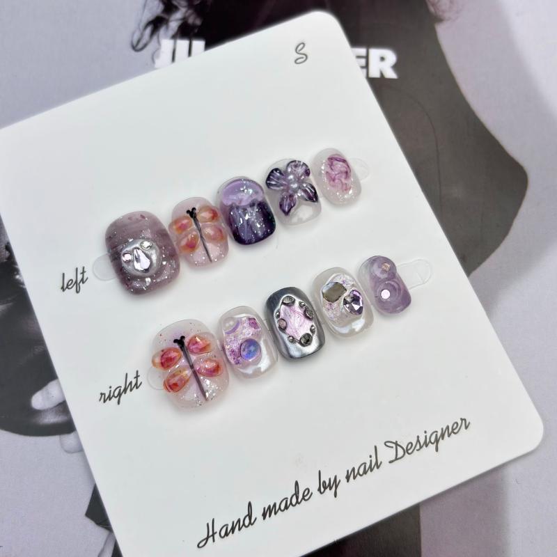 ネイルチップ レディース 手描き かわいい デザイン 小众 高級感 透明 白肌見せ フルセット 指先アート 日常使い ギフト対応