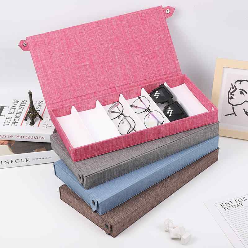 眼鏡収納ボックス メガネケース 6格 オックスフォード布 展示用 サングラス 光学メガネ 耐久 コンパクト 旅行収納