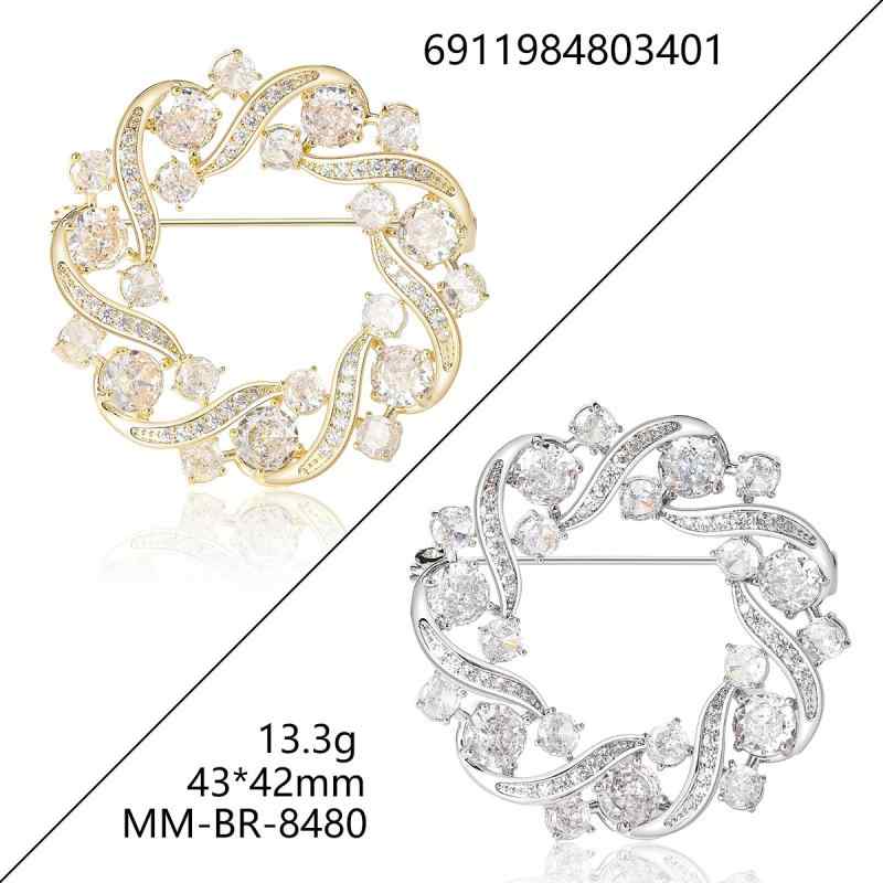 ブローチ レディース 上品 エレガント 花冠 デザイン ジルコニア 銅 微細埋め込み 高級感 精致 胸花 服飾 飾品 別針