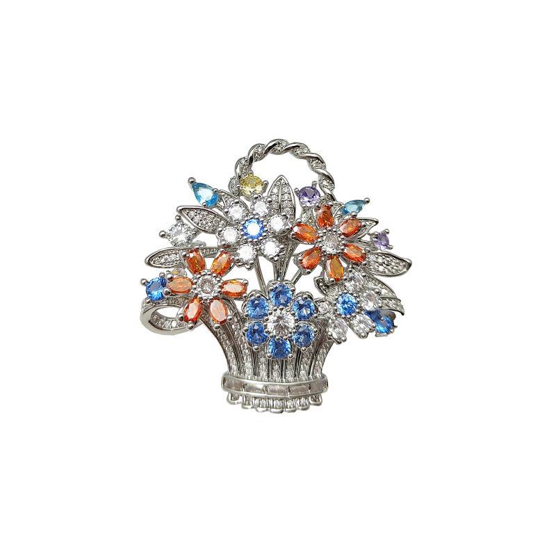 ブローチ レディース 花モチーフ ジルコニア 輝く 胸花 高級感 手持ち花 デザイン コーディネート自在 多用途 アクセサリー