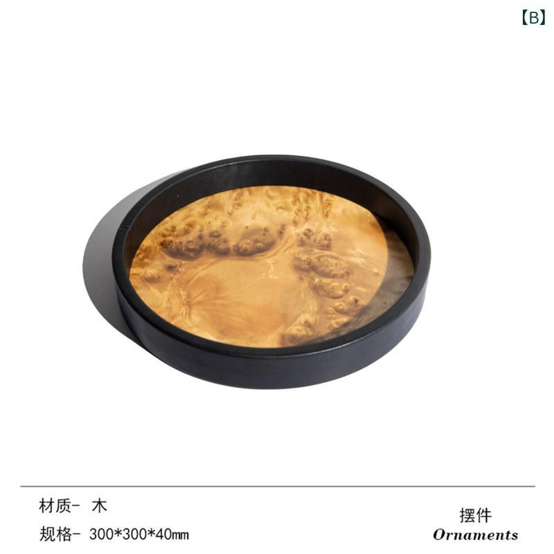 くらしのセロネの木製トレイ 丸型 高級感 シンプル 現代的 デザイン ジュエリー収納 ホームデコレーション リビング ベッドルーム インテリア｜アングル2