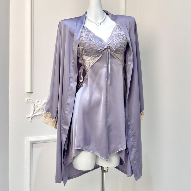 春夏 レディース 接触冷感 スリップドレス 胸パッド付き 美背デザイン 蝶々モチーフ 小胸向け セクシー寝間着 部屋着