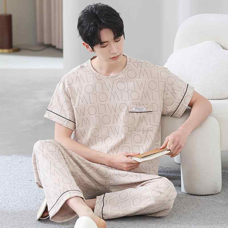 ・素材: コットン・コットン含有量: 95-100%・厚み: 中厚・生地重量: 141-160g/平方メートル・襟型: 丸首・袖丈: 短袖・パンツ丈: ロングパンツ・対象: メンズ・サイズ: L,XL,XXL,XXXL・スタイル: シンプルカジュアル