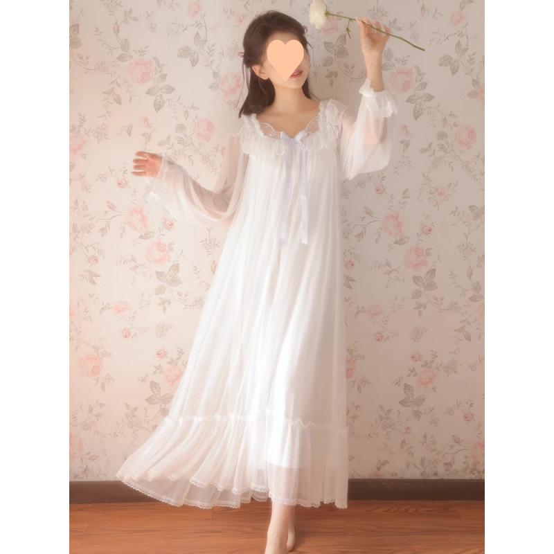 ・柄: 無地・生地厚さ: 中厚(161-180g/平方メートル)・襟: スクエアネック・色: 白色,ピンク・スカート丈: ロング・スタイル: スイート