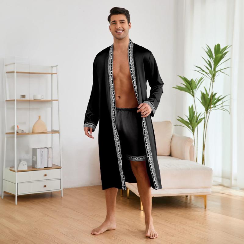 ・素材: ポリエステル95-100%・厚み: 薄手・生地重量: 81-100g/平方メートル・襟型: ノーカラー・袖丈: 長袖・パンツ丈: ショートパンツ・機能: カジュアル、通気性、睡眠用、ホームウェア、涼快、快適、外出可・対象: 青年男性・使用シーン: ホーム・カラー: ダークグリーン,ネイビー,パープル,ブラウン,シャンパン,インディゴ,ワインレッド,ブラック・サイズ: M,L,XL,XXL・スタイル: 欧米風