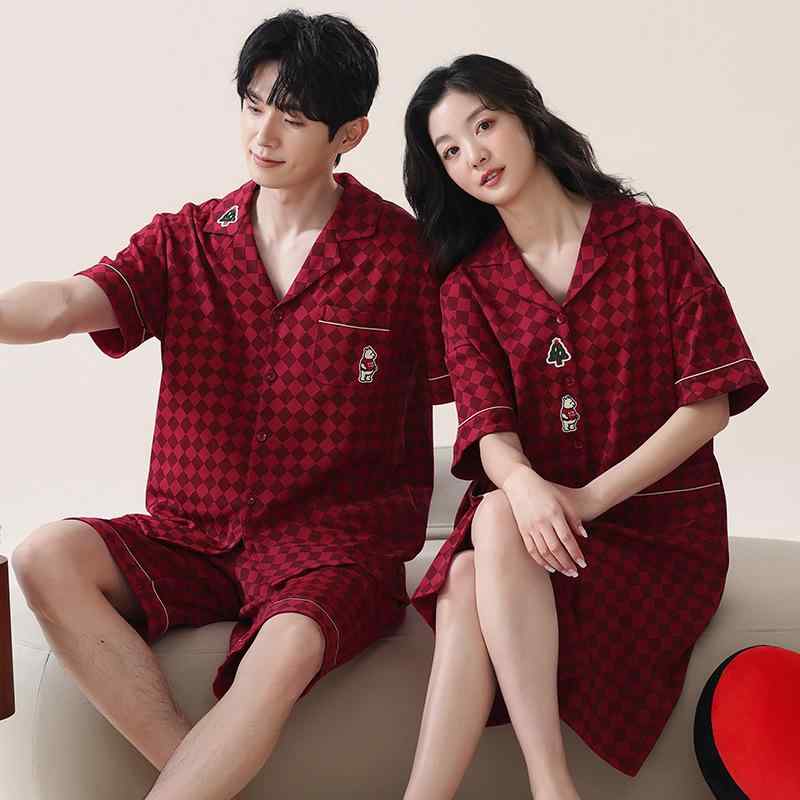 ・素材: コットン・主素材含有率: コットン90-95%・スタイル: 開襟・厚さ: 薄手 (約181-200g/平方メートル)・襟型: ラペルカラー・袖丈: 半袖・パンツ丈: ショートパンツ・機能: カジュアル、通気性、睡眠用、ホームウェア、快適、外出可・対象: カップル・サイズ: M,L,XL,XXL,XXXL