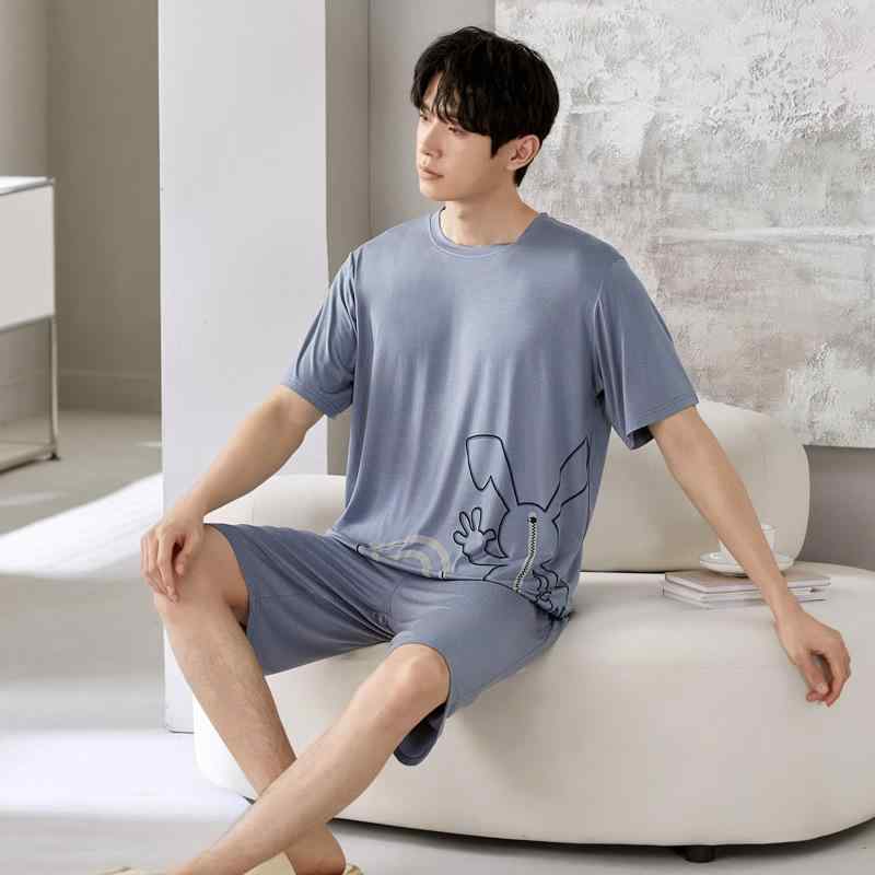 ・素材: モダール・スタイル: プルオーバー・厚手: 薄手 (121-140g/平方メートル)・襟: ラウンドネック・袖丈: 5分袖・パンツ丈: 5分丈・機能: カジュアル、通気性、睡眠、入浴、在宅、涼快、快適、外出可・対象: 青年男性・シーン: 屋外、在宅・サイズ: L,XL,XXL,3XL,4XL・成分含量: モダール90-95%