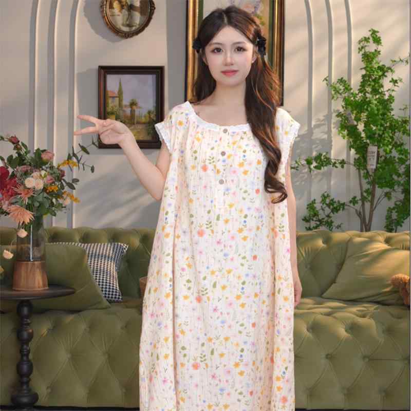 ・素材: コットン100%・生地厚さ: 薄 (121-140g/平方メートル)・襟型: スクエアネック・袖丈: ノースリーブ・用途: ルームウェア・色: 花柄,アップルドッグ柄,黒猫柄,ブルーグース柄・サイズ: 3XL,4XL,5XL・丈: ロング・スタイル: シンプルカジュアル