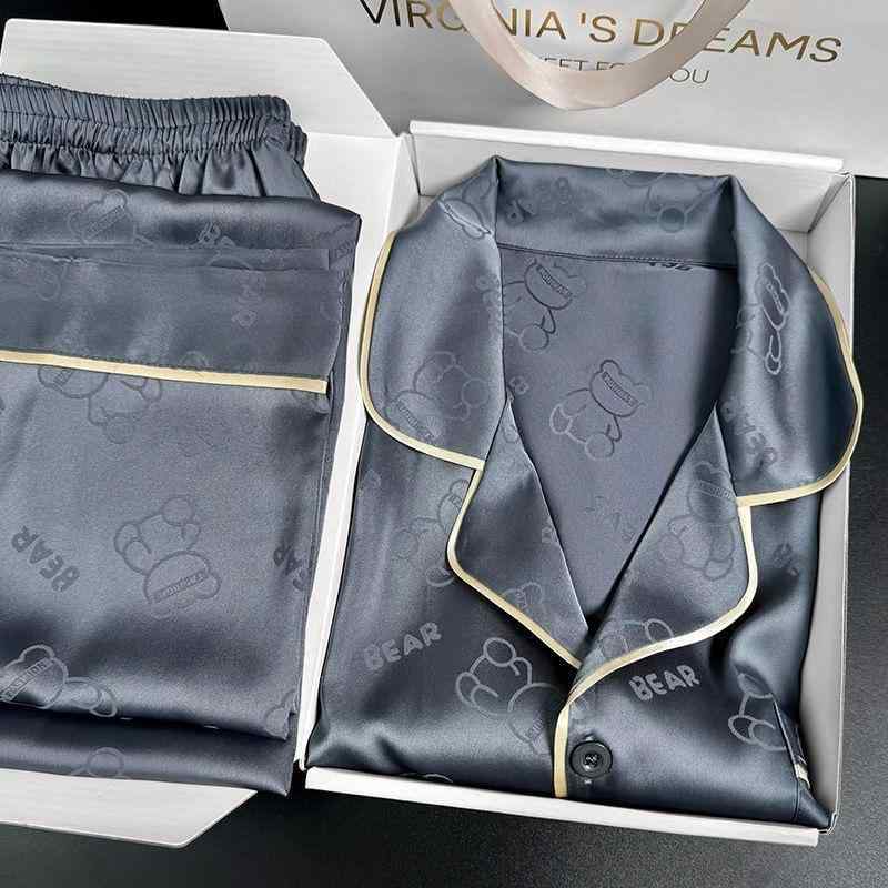 パジャマ メンズ 接触冷感 シルク 薄手 長袖 長パンツ 春夏 大サイズ 外出可能 セット ルームウェア ゆったり 寝衣 滑らか 着心地 軽量 素材 リラックス