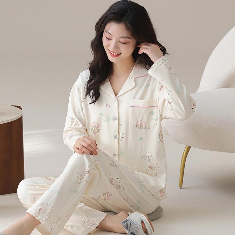 ルームウェア レディース 長袖長ズボン ゆったり シンプル かわいい 薄手 モダールコットン 外出可 ホーム服 春秋用