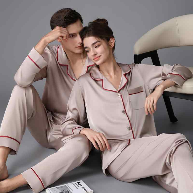 パジャマ 男女兼用 シルク 上質素材 接触冷感 吸湿速乾 高級感 長袖長パンツ 無地 大サイズ ルームウェア 寝間着 快適 ソフト 滑らか シンプル エレガント