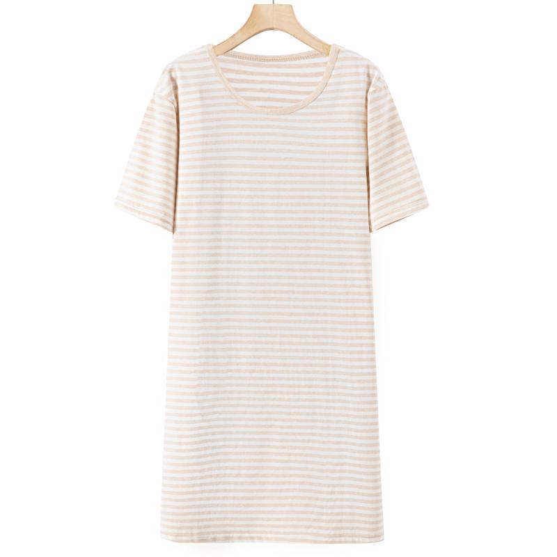 ルームウェア レディース ストライプ柄 純綿 両面起毛生地 柔らかい肌触り 快適 リラックススタイル 部屋着 パジャマ スリップ 寝巻きドレス ホームラウンジ