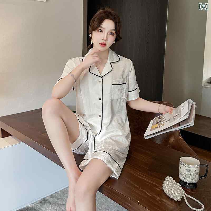 春夏 男女兼用 カップル ルームパジャマ 短袖Tシャツ ショートパンツ セット 提花アルファベットプリント カジュアル ゆったり ビッグサイズ 高級感 シンプル 開衫