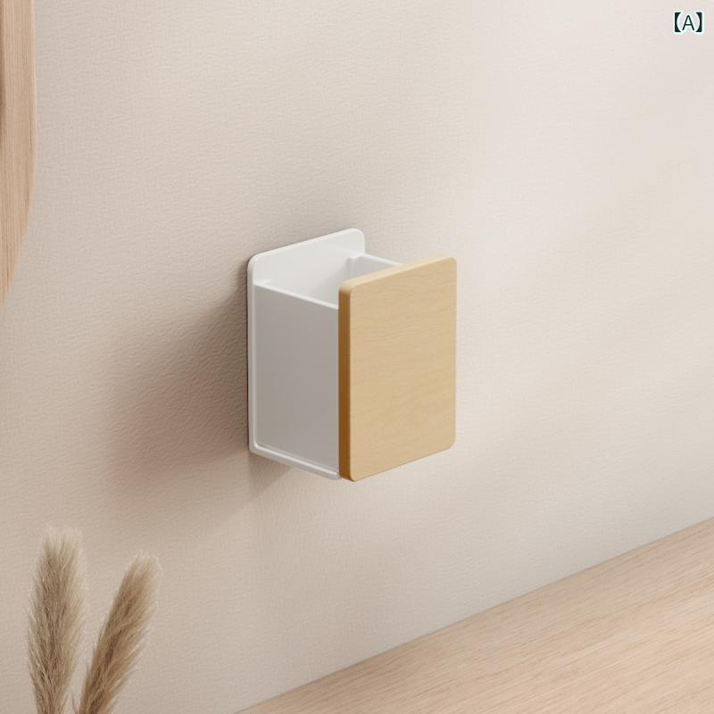 浴室収納 壁掛けラック 実木 多機能 洗面台用 化粧品 歯ブラシ ホテルリモコン 穴あき不要 置物棚