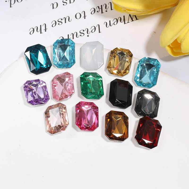 アクセサリーパーツ 男女兼用 透明 アクリル ジルコニア 長方形 八角形 平面 尖底 マージャン牌 DIY 手縫い ネックレス シューズバックル 爪留め ハンドメイド