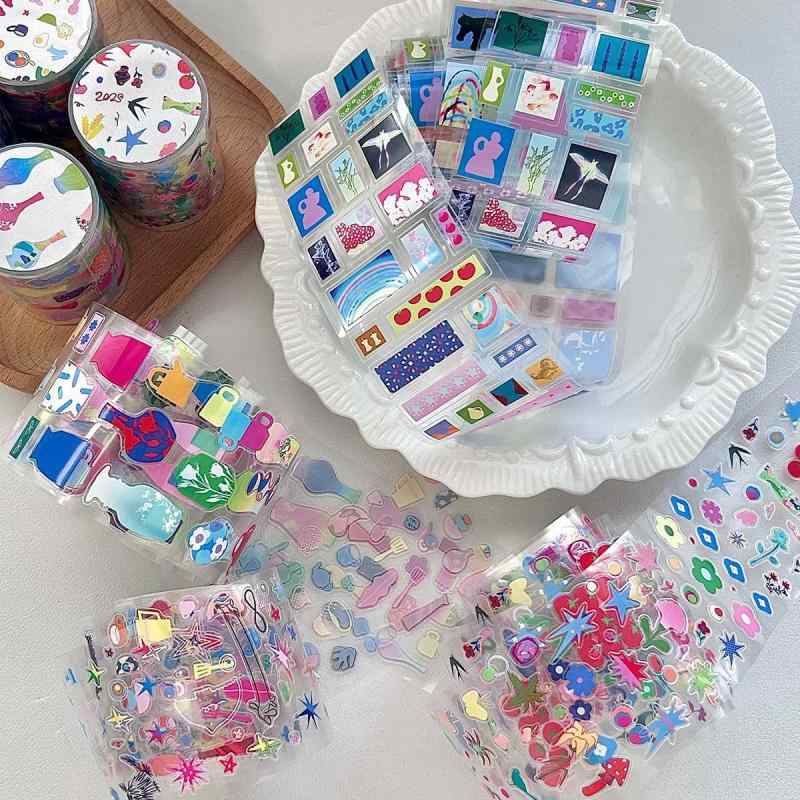 手帳ステッカー 抽象漫画コラージュ素材巻き 塩系インスピレーション断片 かわいいイラスト 切り抜きシール