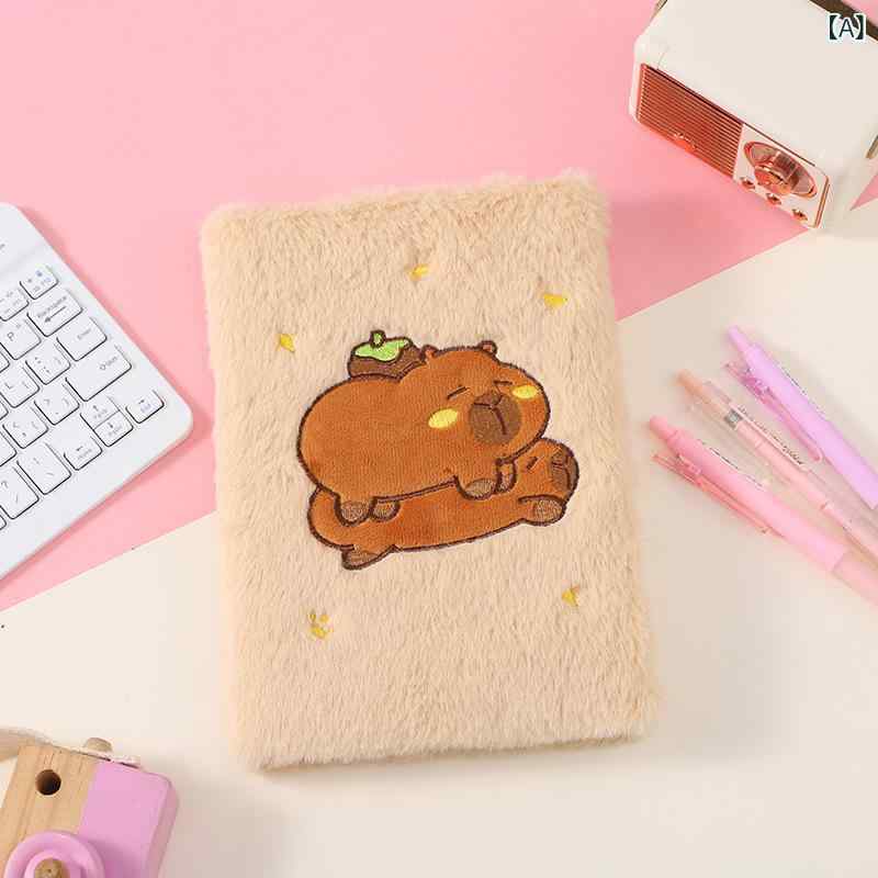 くらしのセロネのメモ帳 キッズ かわいいクマ カートゥーンイラスト ふわふわぬいぐるみ風 ポケットサイズ ポケットブック 小型便携式 ハードカバー精装 記事ノート｜アングル2