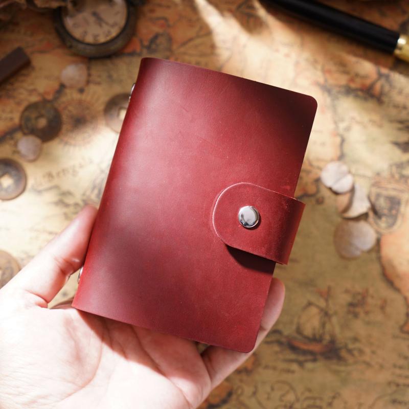 手帳 かわいい ミニ A8サイズ レトロ 本革 ルーズリーフ 携帯 メモ帳 ノートブック ダイアリー ジャー..