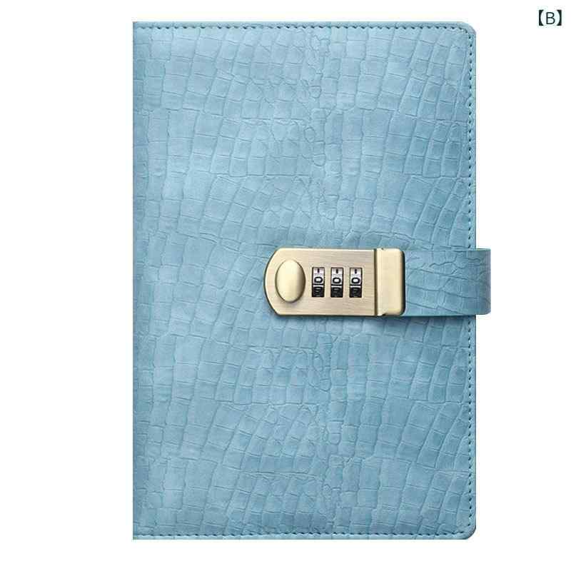 A5 ノートブック 鍵付き ワニ革風 クリエイティブ ポータブル シンプル 個性 パスワードロック 日記帳 メモ帳 文具