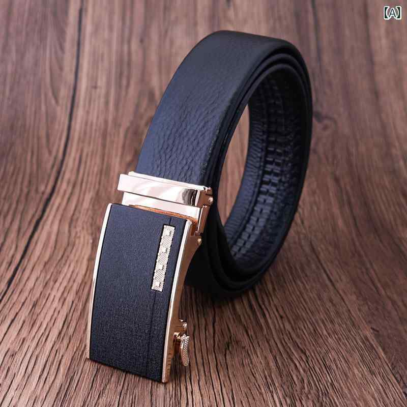 ベルト メンズ ラチェット式 自動バックル 本革 牛革 包辺加工 ビジネス ミドルエイジ ファッション 通..