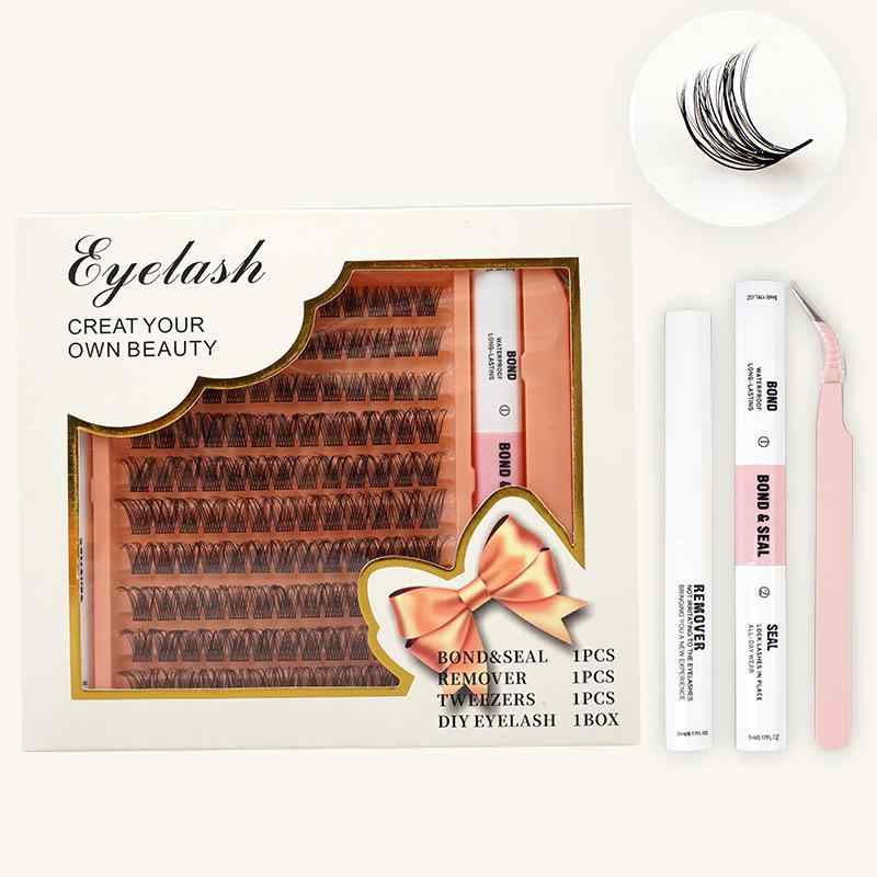 つけまつ毛 二重まぶた DIY セット 黒柄 カール 濃密 ボリューム セグメント バービー 漫画スタイル メ..