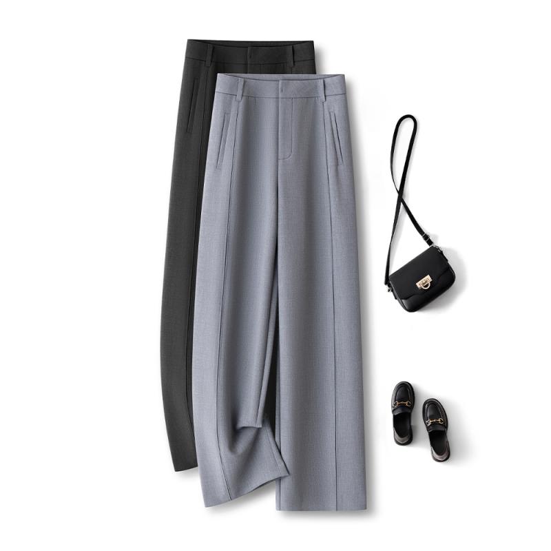 ・素材: ポリエステル70%-80%・カラー: ブラック,グレー・サイズ: 26,27,28,29,30,31・形状: ストレートパンツ・丈: ロングパンツ・ウエスト: ハイウエスト・厚み: 厚手・スタイル: 通勤・対象性別: 女性・加工: ノンアイロン