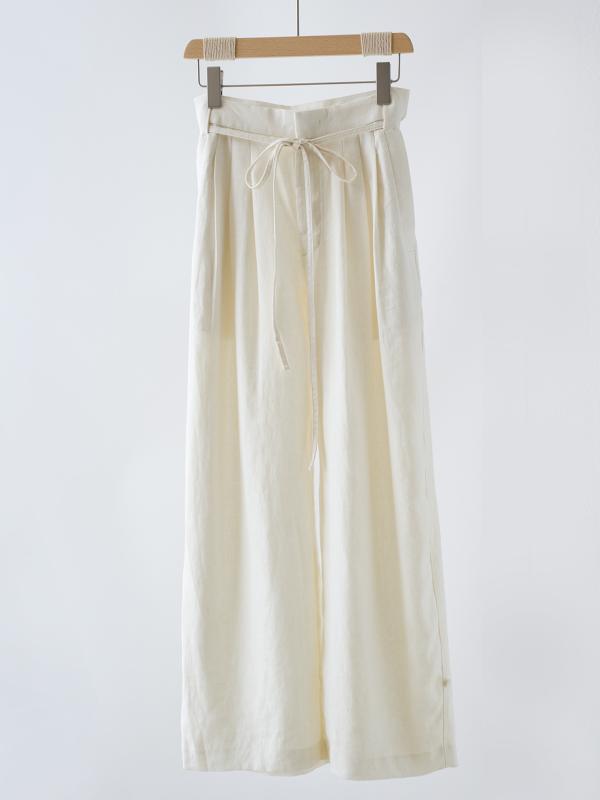 レディース ハイウエスト ワイドレッグパンツ ラミー リネン混 春夏 通勤 リラックス 吸湿速乾 軽量 ロングパンツ