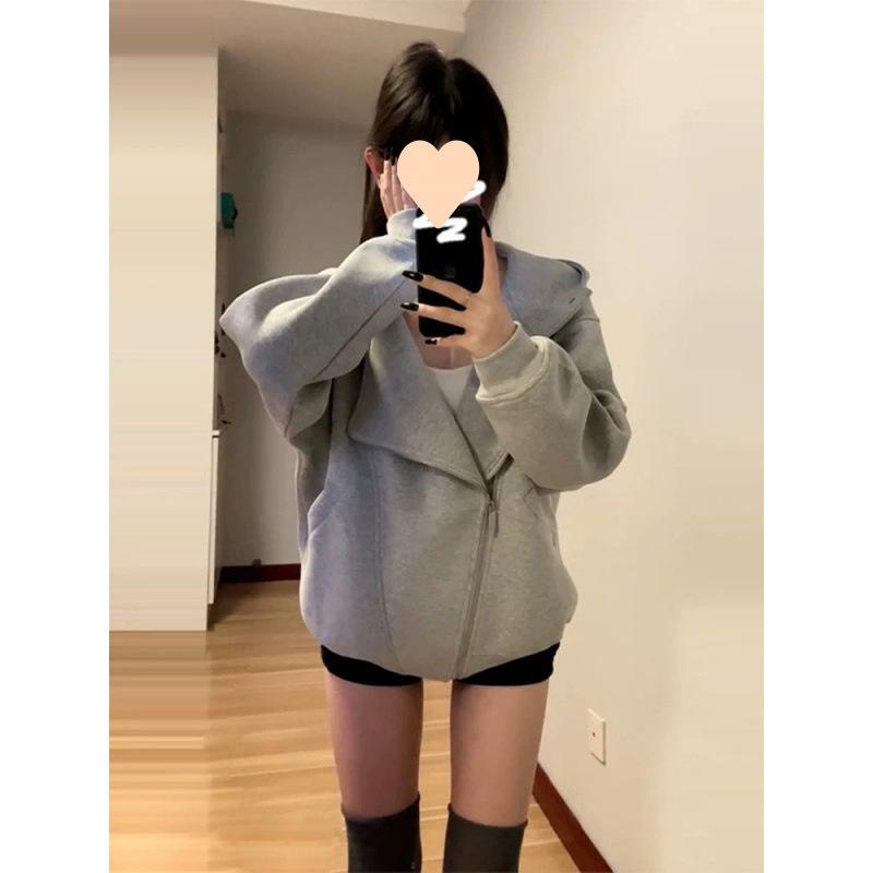 コート レディース 秋冬 連帽 フーディー グレー 韓国風 デザイン 高級感 アメリカ風 カジュアル スタ..
