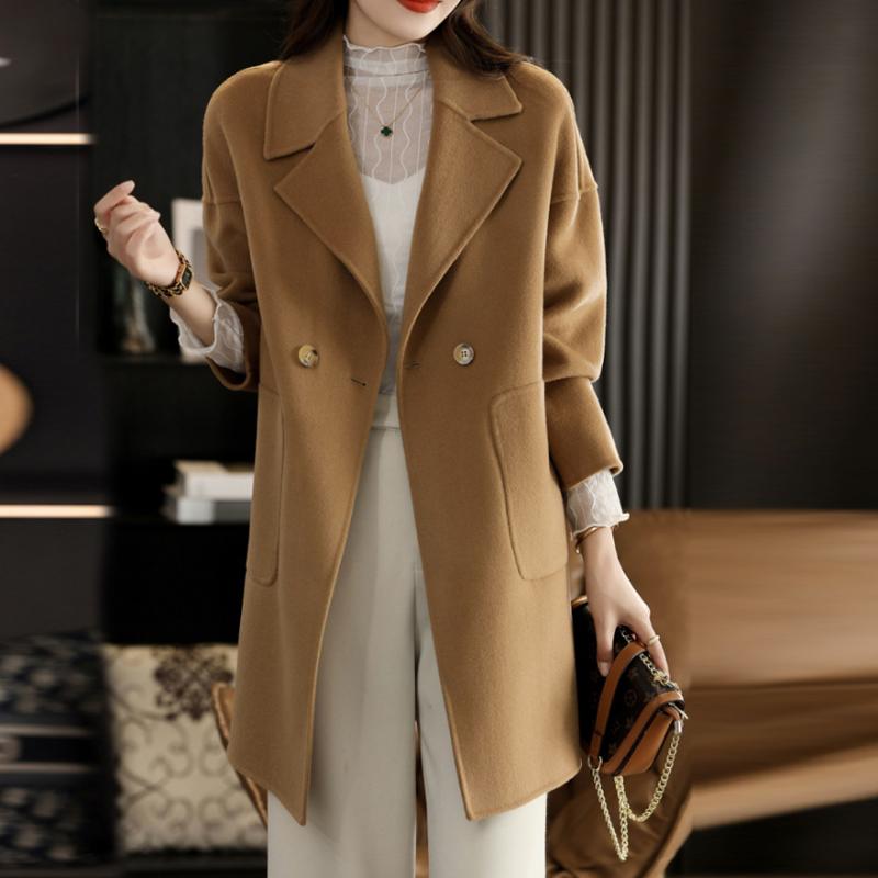 ・素材: ウール・柄: 無地・シルエット: ルーズ・丈: ロング(80cm超100cm以下)・襟: ラペル・袖丈: 長袖・加工: パッチワーク/ステッチ・カラー: レッド,ブラック,ココア,ライトキャメル,トバコ,キャメル・サイズ: S,M...