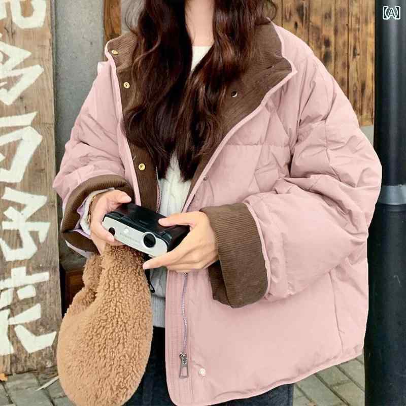 コート レディース 学院風 配色 切り替え コットン スタンドカラー 小柄向け 韓国風 春夏 カジュアル 通学 スタイル ファッション トレンド モダン デザイン アイテム クラシック 2