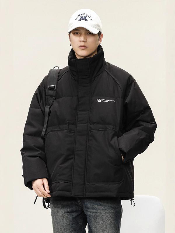 ダウンジャケット メンズ 秋冬 ワーク スタンドカラー 厚手 保温 白鴨ダウン ボンバー アウター