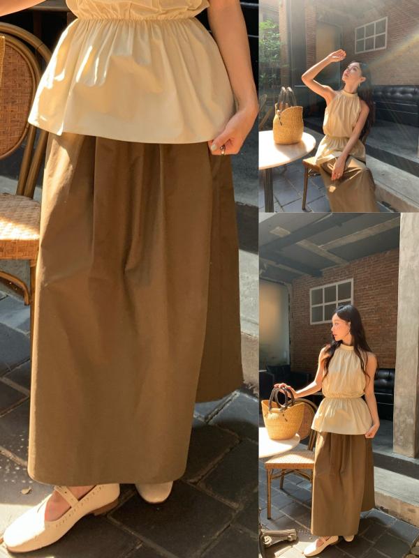 レディース 春夏 スカート 韓国風 ハイウエスト 痩せ見え シンプル カジュアル 無地 万能 コーディネー..