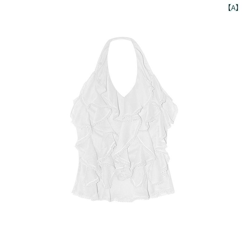 レディース ブラウス 春夏 セクシー 背中出し ハングネック シフォン 甘辛風 軽量 ...