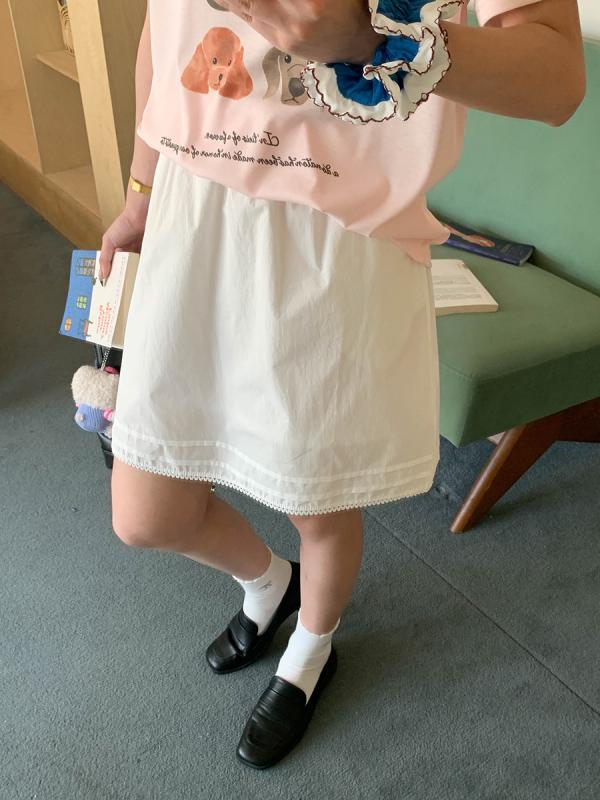 ミニスカート レディース かわいい 韓国風 ガーリー レース 切り替え ハイウエスト Aライン 伸縮 春夏 フレア カジ…