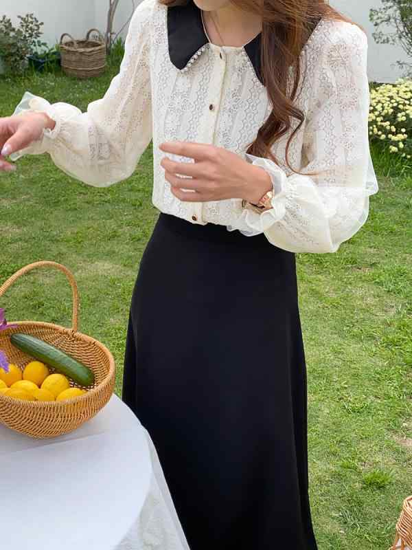 ・生地: ポリエステル・パターン: 無地・スタイル: 開襟・袖丈: 長袖・加工: ステッチ・シルエット: ストレート・襟型: ベビー領・袖型: シャツスリーブ・トレンド要素: レース・色: ベージュ・サイズ: S,M,L・スタイルタイプ: 通勤・前立て: シングルブレスト・成分含有率: ポリエステル95%以上