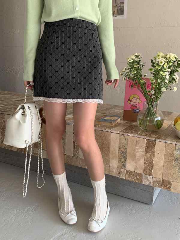 春夏 レディース Aライン ミニスカート レース 切り替え 蝶結び デザイン 膝上丈 フレア スカート 女性用 スタイリッシュ コーデ アイテム