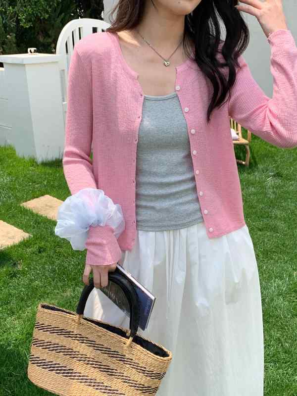 レディース ニット カーディガン 韓国風 優しい 小Vネック 薄手 柔らかい 触感 レイヤード 通勤 通学 カジュアル 秋冬 軽量 素材 綿混 デイリー ユース インナー トップス