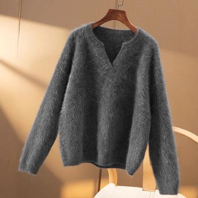 Rakuten - レディース ニット セーター ヘンリーネック ゆったり カシミヤタッチ 裏起毛 フレンチフリース 厚手 上品 高見え きれいめ 大人可愛い 通勤 オフィス 暖か 防寒 秋冬